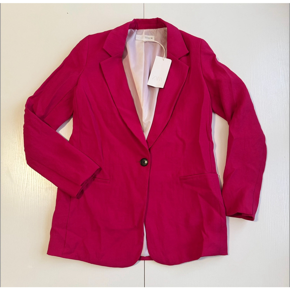 ZARA Wrinkle Look Fuchsia Blazer Size XS & Suit Pants Size S Set - Picture 7 of 10